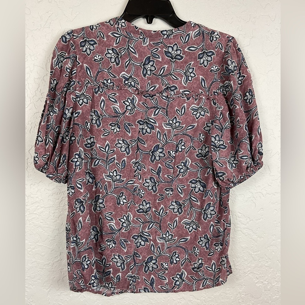 Women’s Beach Lunch Lounge Multicolor Split Neck Short Sleeve Button Blouse Sz S - Picture 4 of 6